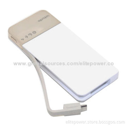 Portable Power Bank for iPhone 5, Samsung Galaxy, HTC with Integrate Cable, 3,000mAhNew